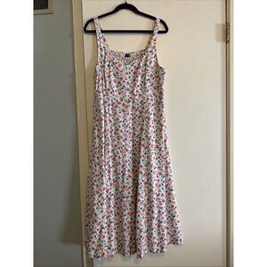 Old Navy Women's Floral sleeveless Midi Dress A-Line size L Sweetheart Neckline